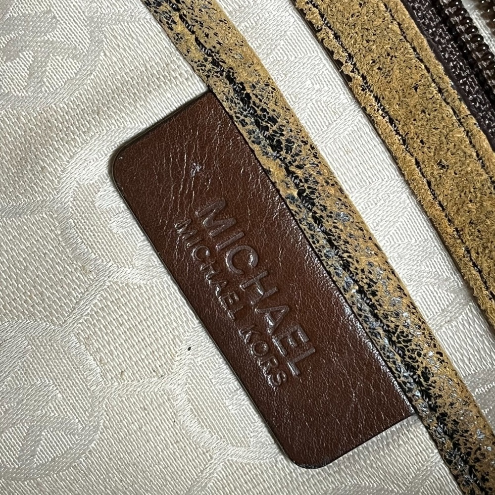 Michael Kors East West Hampton Tote Bag MK Signature Canvas Brown Shoulder Bag - Picture 8 of 10